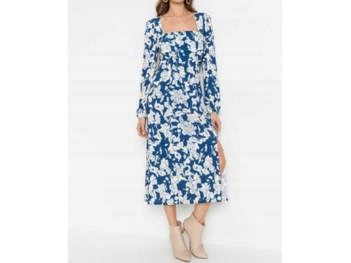 B.P.C sukienka niebieska z nadrukiem midi r.36/38