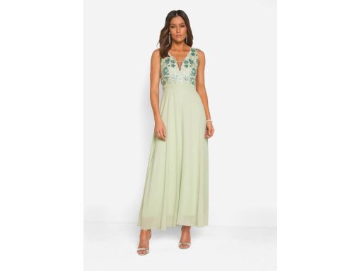 B.P.C sukienka szyfonowa długa z cekinami miętowa 50.