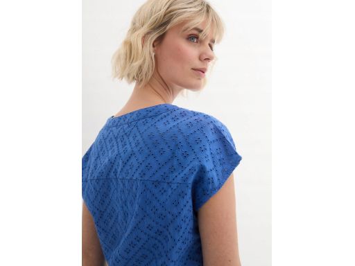 B.P.C bawełniana bluzka niebieska ażurowa z wiązaniem r.50