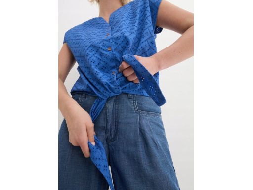 B.P.C bawełniana bluzka niebieska ażurowa z wiązaniem r.50