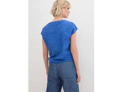 B.P.C bawełniana bluzka niebieska ażurowa z wiązaniem r.50