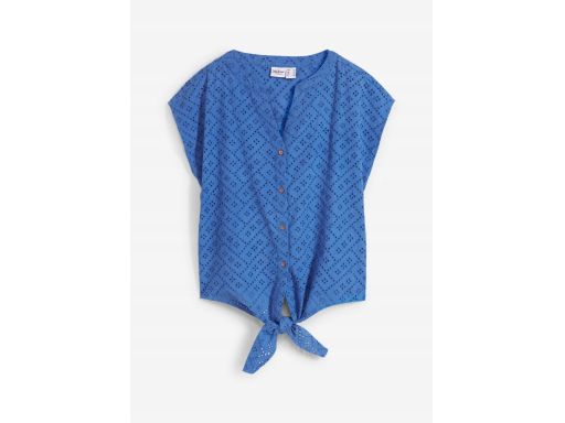 B.P.C bawełniana bluzka niebieska ażurowa z wiązaniem r.50