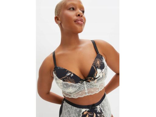 B.P.C biustonosz usztywniany na fiszbinach we wzory z koronką 75B.