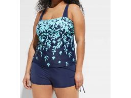 B.P.C tankini granatowe z turkusowym wzorem z szortami 38.