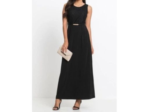 B.P.C sukienka z koronką długa czarna 36.