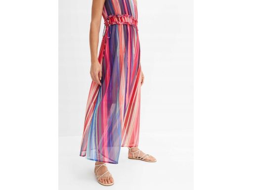 B.P.C długa sukienka szyfonowa w kolorowe paski 48.