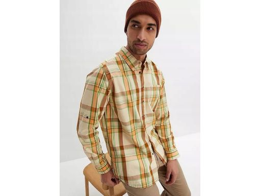 B.P.C męska koszula bawełniana w kratę z długim rękawem 49/50.