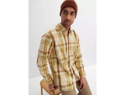 B.P.C męska koszula bawełniana w kratę z długim rękawem 49/50.