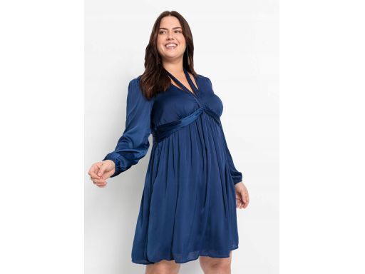 B.P.C atrakcyjna sukienka satynowa granatowa r.48