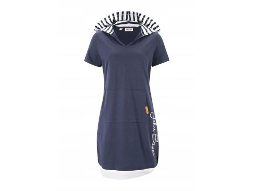 B.P.C granatowa sukienka shirtowa z kapturem bawełniana ^36/38
