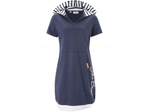 B.P.C granatowa sukienka shirtowa z kapturem bawełniana ^36/38