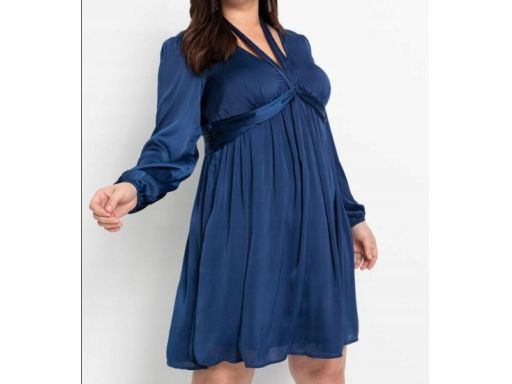 B.P.C atrakcyjna sukienka satynowa granatowa r.40