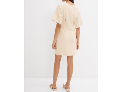 B.P.C sukienka shirtowa beżowa bawełniana z zaszewkami ^48/50