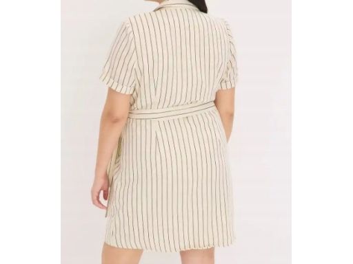 B.P.C beżowa sukienka kopertowa w paski r.36