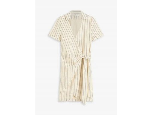 B.P.C beżowa sukienka kopertowa w paski r.36