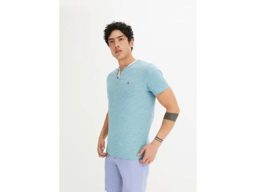 B.P.C męski t-shirt 2w1 turkusowy dymny melanż XXL.