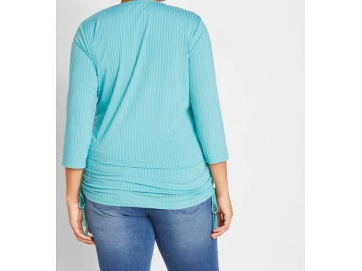 B.P.C bluzka niebieska prążkowana zmarszczeniem rękaw 3/4 44/46.