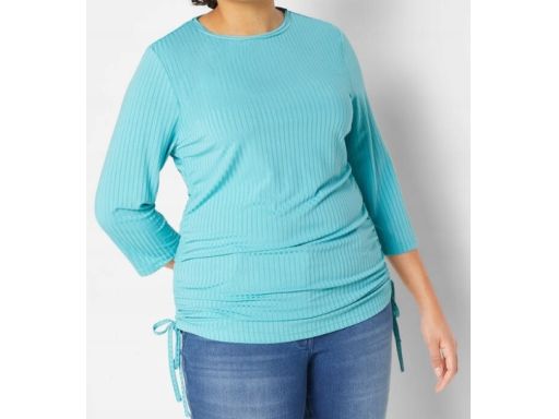 B.P.C bluzka niebieska prążkowana zmarszczeniem rękaw 3/4 44/46.