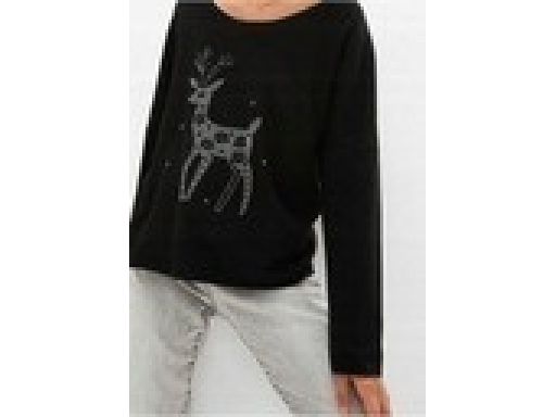 B.P.C czarna bluzka dzianinowa ze srebrnym wzorem świątecznym ^48/50