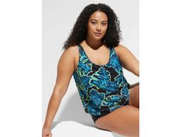 B.P.C czarne tankini w kolorowe kwiaty z figami 54.