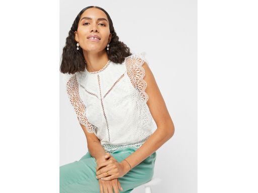 B.P.C Biała bluzka koronkowa ażurowa ^38