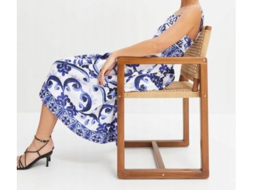 B.P.C sukienka biało-niebieska midi na ramiączka 36/38.