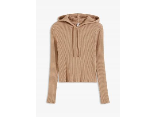 B.P.C sweterek prążkowany z kapturem beżowy ^48/50