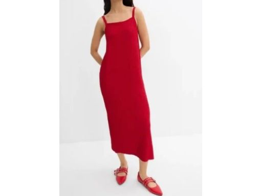 B.P.C midi sukienka krepowana czerwona z regulowanymi ramiączkami ^44/