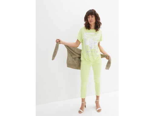 B.P.C t-shirt damski limonkowy z nadrukiem r.40/42