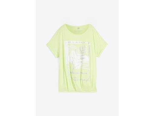 B.P.C t-shirt damski limonkowy z nadrukiem r.40/42