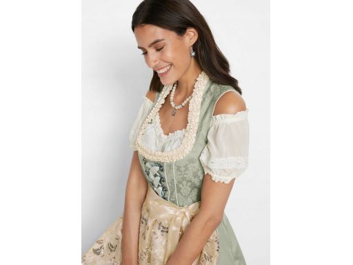 B.P.C. pistacjowa sukienka ludowa ze złotym fartuchem z cekinami 54.