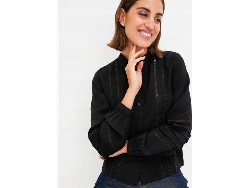 B.P.C bluzka koszulowa czarna z koronką ^34