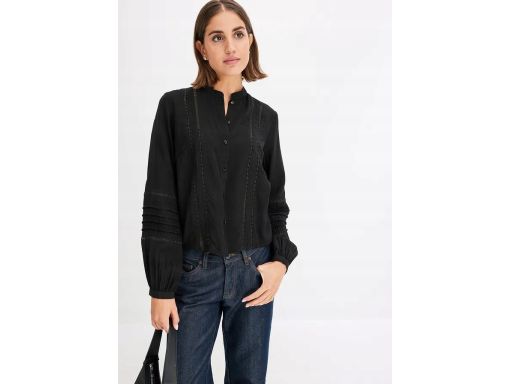 B.P.C bluzka koszulowa czarna z koronką ^34