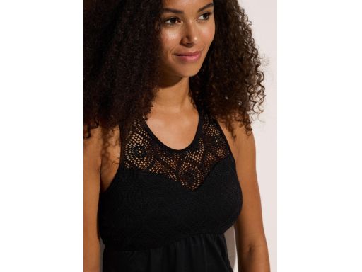 B.P.C tankini czarne z ażurową koronką i bokserkami 50.