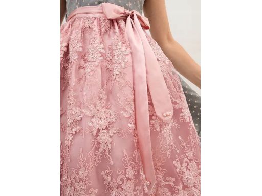 B.P.C. sukienka ludowa z fartuszkiem szaro-brzoskwiniowa r.38