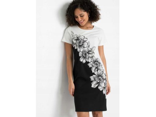 B.P.C sukienka czarno-biała w kwiaty r.36/38