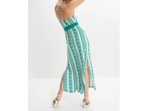 B.P.C. sukienka maxi biało-zielona we wzory letnia r.36/38