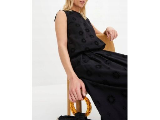 B.P.C top czarny z haftem ażurowym bawełniany r.44