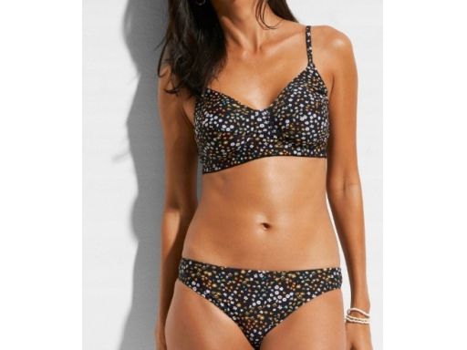 B.P.C bikini bez fiszbin czarne w kwiatki r.38(75B)