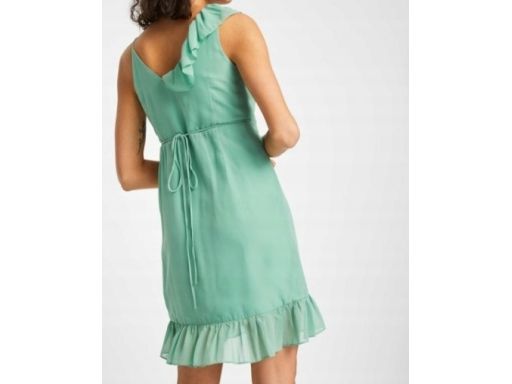 B.P.C. sukienka szyfon falbany kopertowa szałwiowa r.40