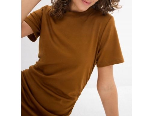 B.P.C sukienka shirtowa brązowa z marszczeniem 44/46 .