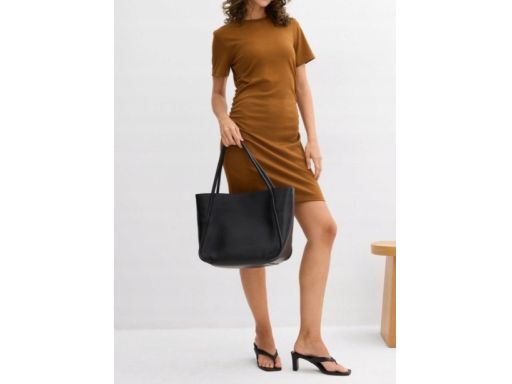 B.P.C sukienka shirtowa brązowa z marszczeniem 44/46 .