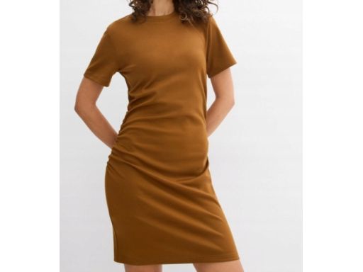 B.P.C sukienka shirtowa brązowa z marszczeniem 44/46 .