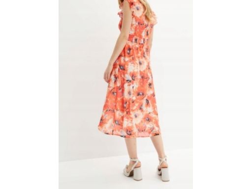 B.P.C sukienka szyfonowa z falbankami midi w kwiaty 48.