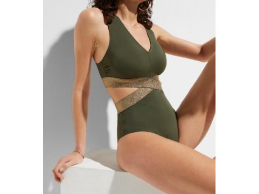 B.P.C kostium kąpielowy monokini khaki z wycięciami r.40
