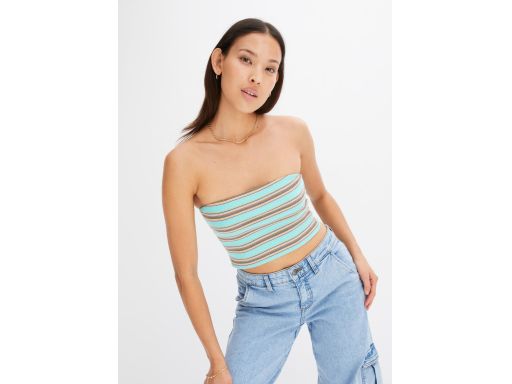 B.P.C bluzka top bandeau kolorowy w paseczki prążkowany 40/42.