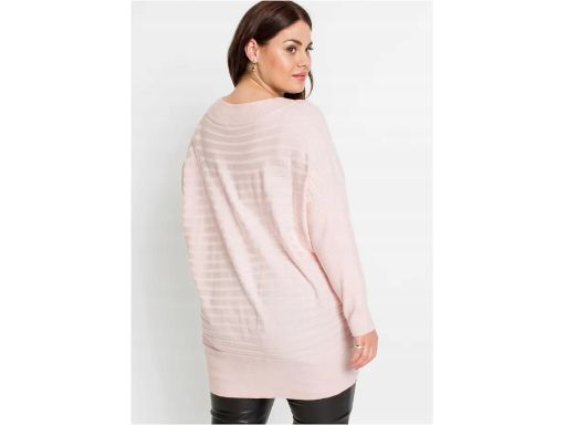 B.P.C jasnoróżowy sweterek oversize z dłuższym tyłem prążkowany r.40/4