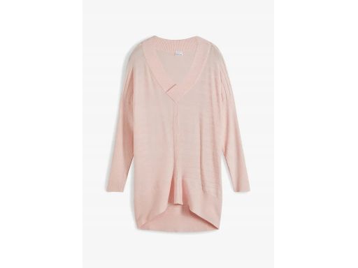 B.P.C jasnoróżowy sweterek oversize z dłuższym tyłem prążkowany r.40/4