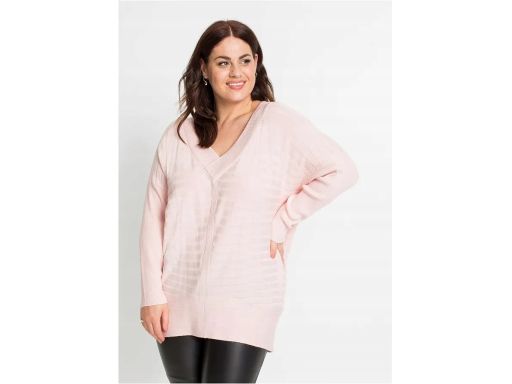 B.P.C jasnoróżowy sweterek oversize z dłuższym tyłem prążkowany r.40/4
