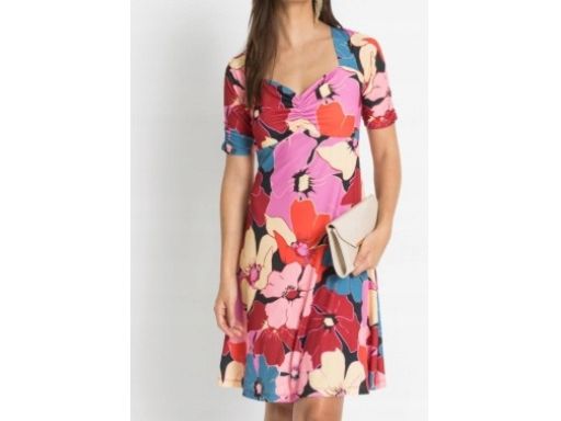 B.P.C sukienka kolorowa w kwiaty wiązanie na plecach 40/42